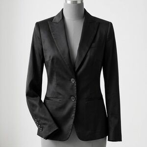 H&M| Black Satin Tailored Tuxedo-Style Blazer Sz 4